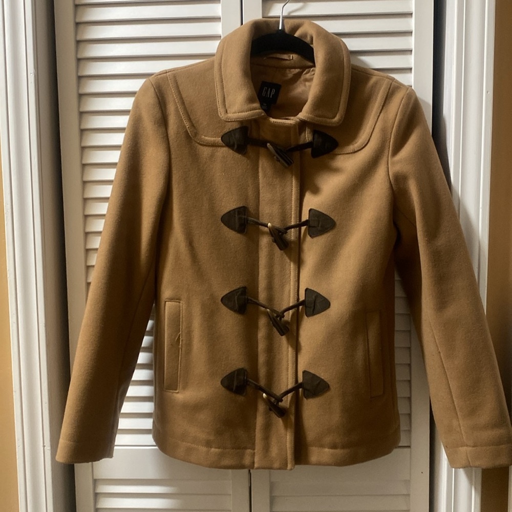 Gap khaki wool blend shirt pea coat